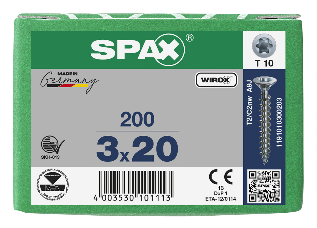 SPAX Tréskrúfur UZ 3.0x20/17 (200)
