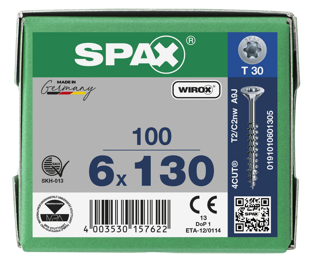 SPAX Tréskrúfur UZ 6.0x130/68 (100)