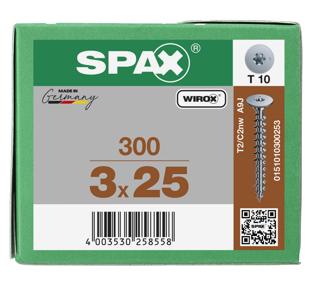 SPAX Bakplötu innréttingaskrúfur 3.0x25 300stk
