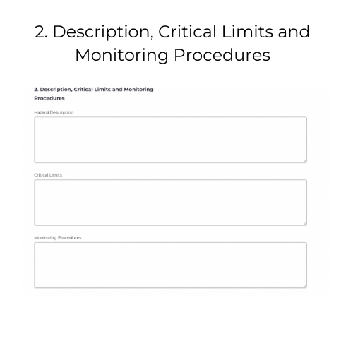 2. Description, Critical Limits and Monitoring Procedures