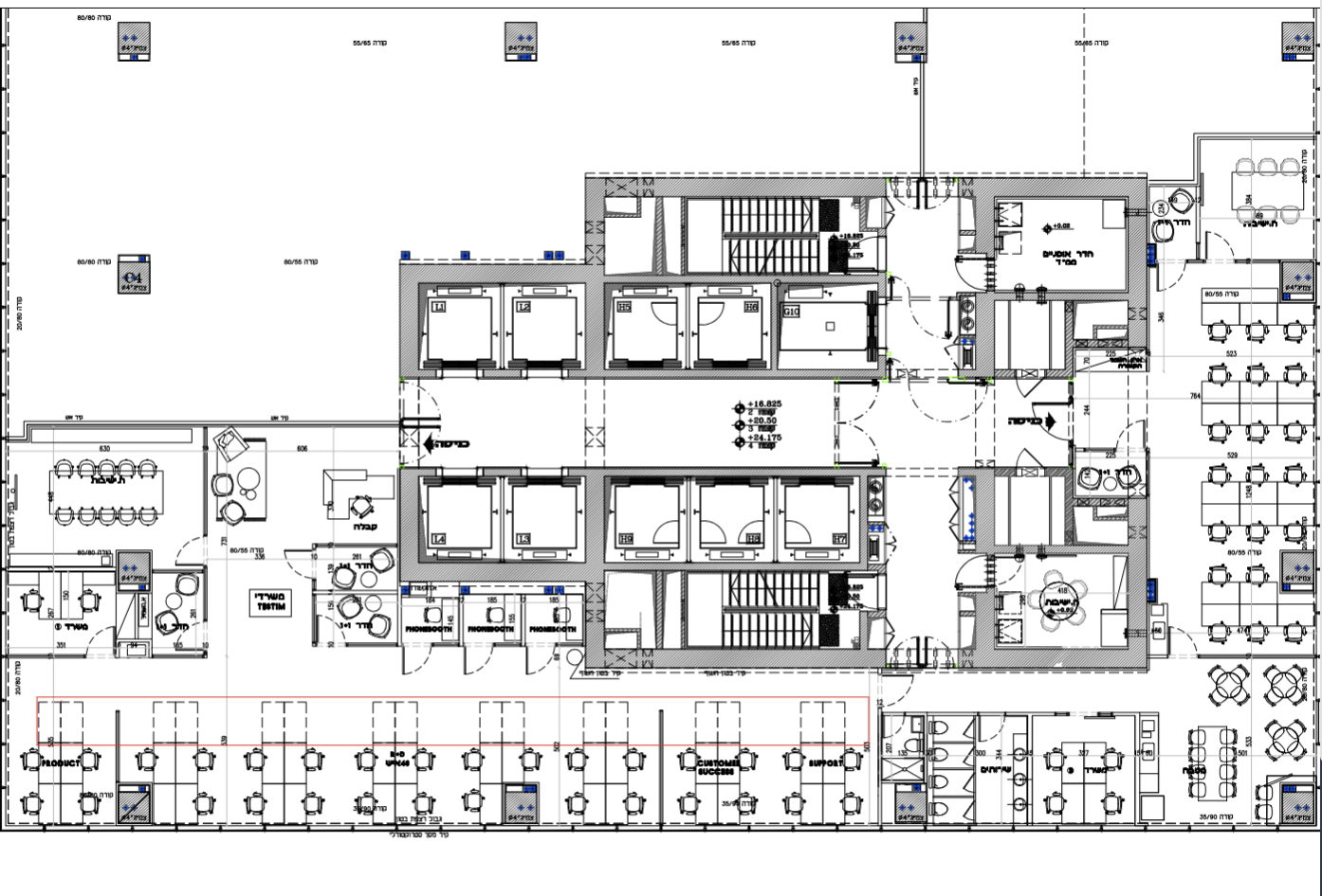 תוכנית קומה 1 - משרדים לחברות הייטק עם עד כ-65 עובדים במגדלי הארבעה
