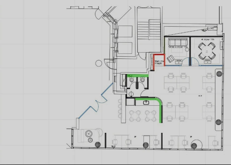 תוכנית קומה 1 - משרד משופץ ומרוהט לחברת סטארטאפ | plug & play