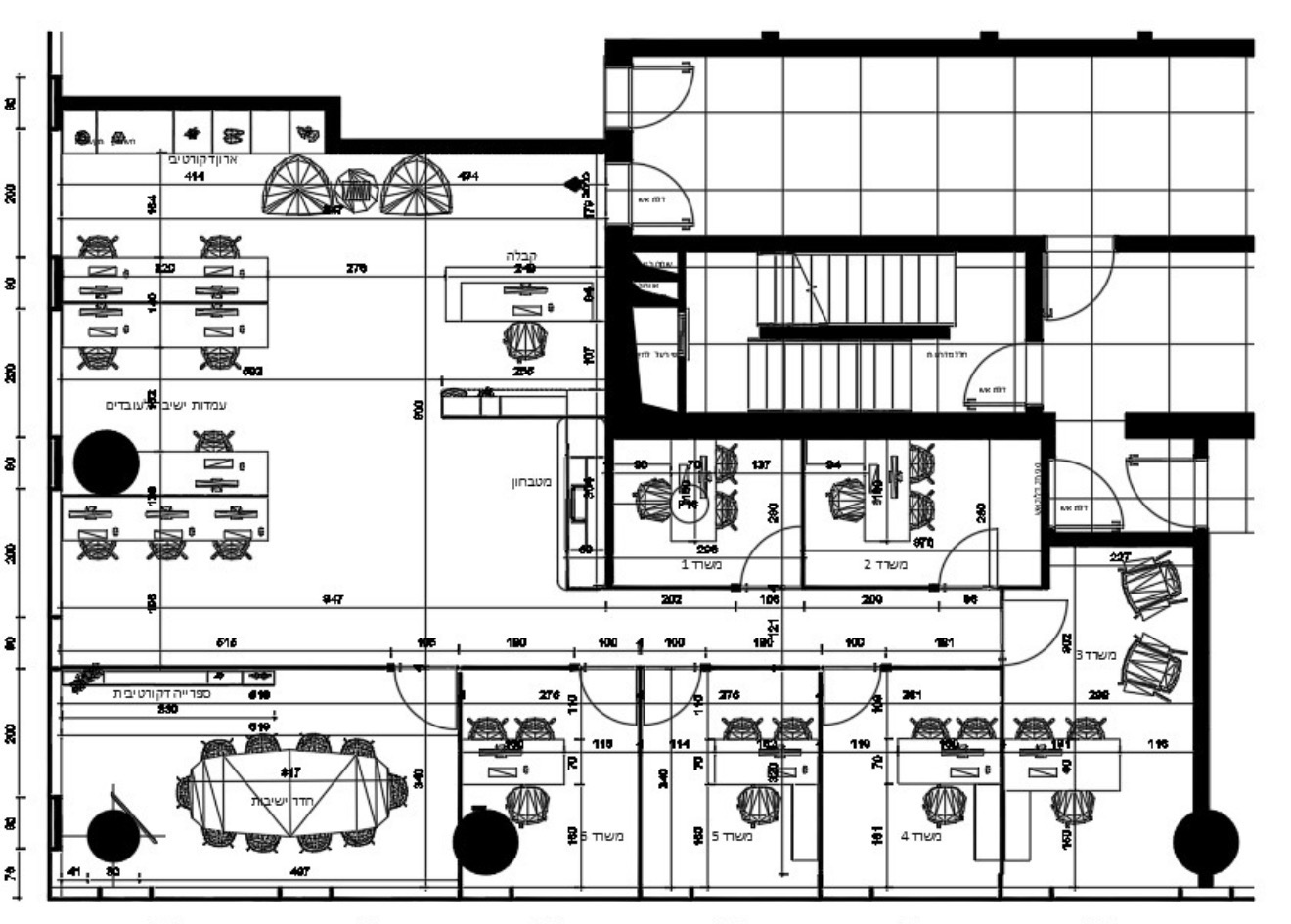 תוכנית קומה 1 - משרדים ברמה גבוהה משולבים אופן ספייס וחדרים