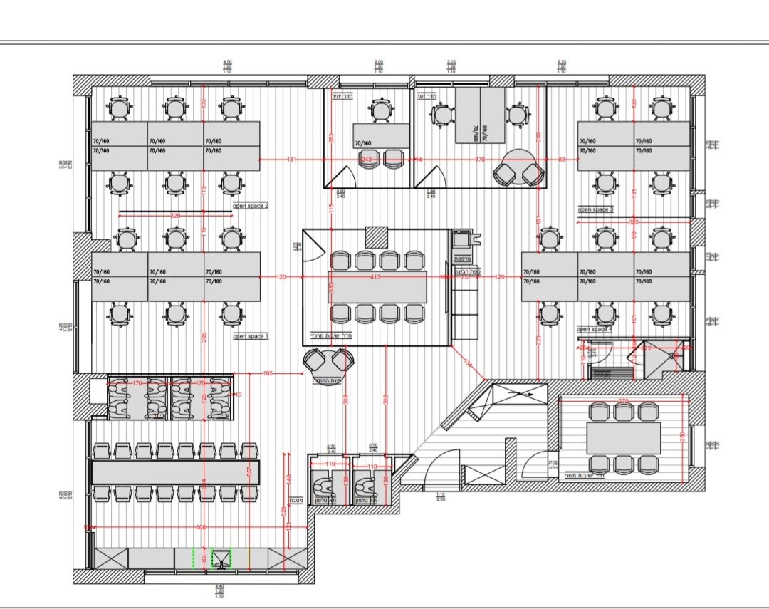 תוכנית קומה 1 - משרד לחברות סטארט-אפ 280–440 מ"ר בשכונת מונטיפיורי צפון
