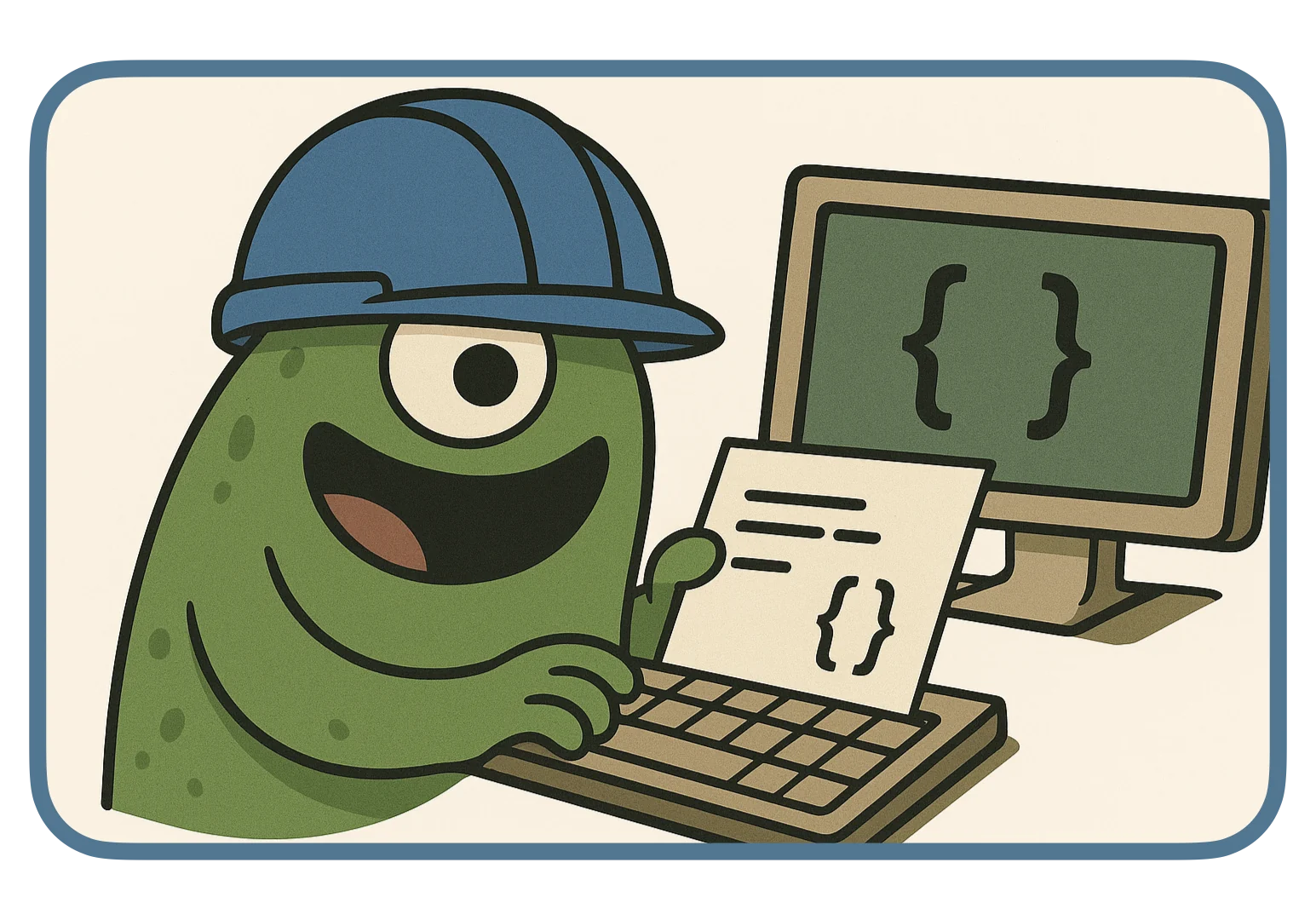 Cartoon TDD refactor stage with a character in a construction helmet improving code