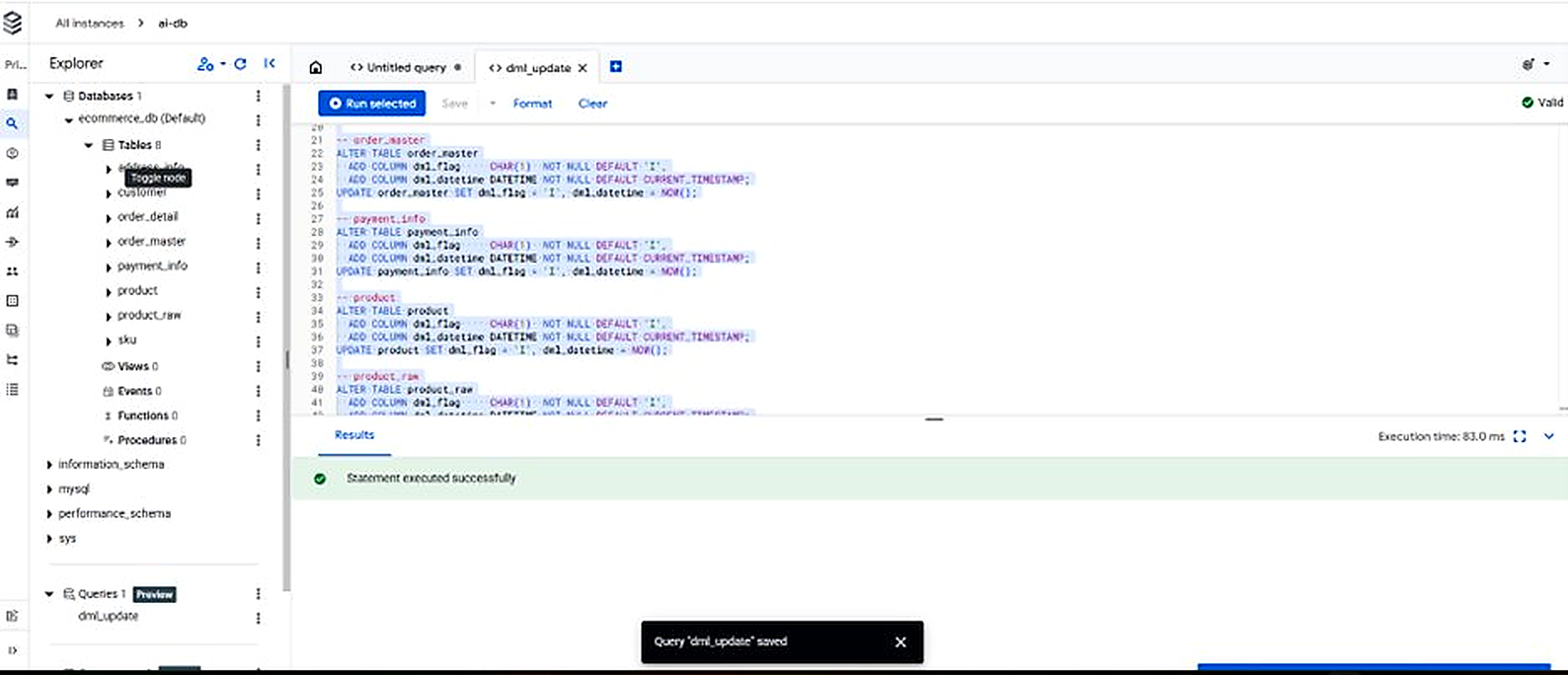 BigQuery ecommerce_db CDC data