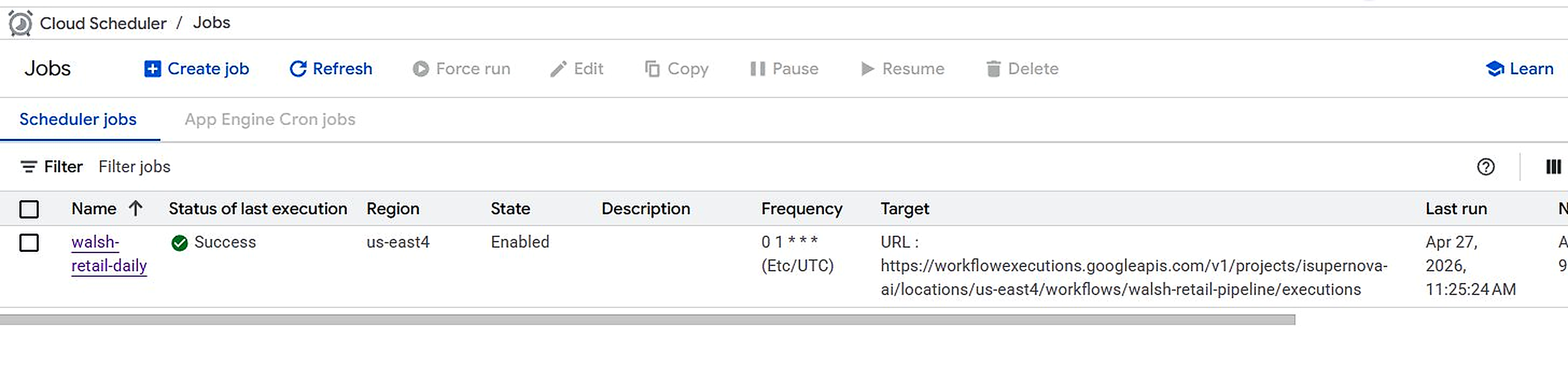 Cloud Scheduler Success