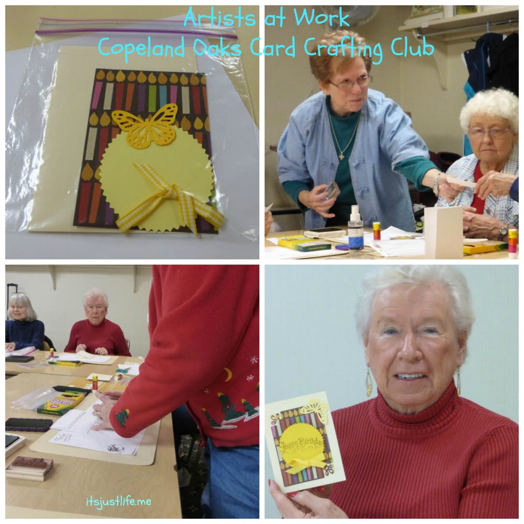 Copeland Oak ladies crafting cards for residents.