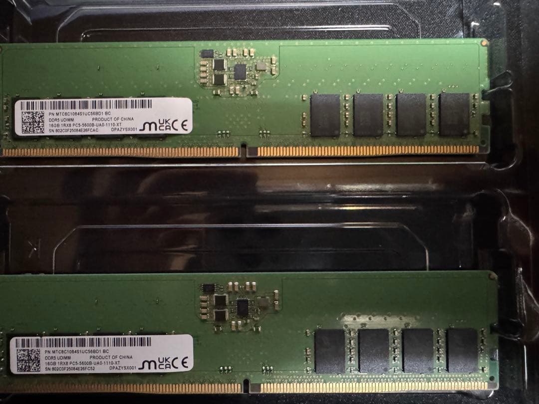 Micron DDR5-5600 メモリ 32GB（16GB×2枚）