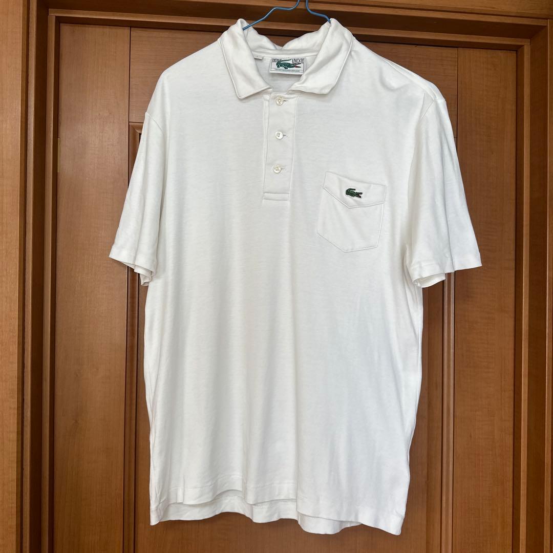 LACOSTE ラコステ　ポロシャツ　白　ポケットに刺繍メンズSサイズ