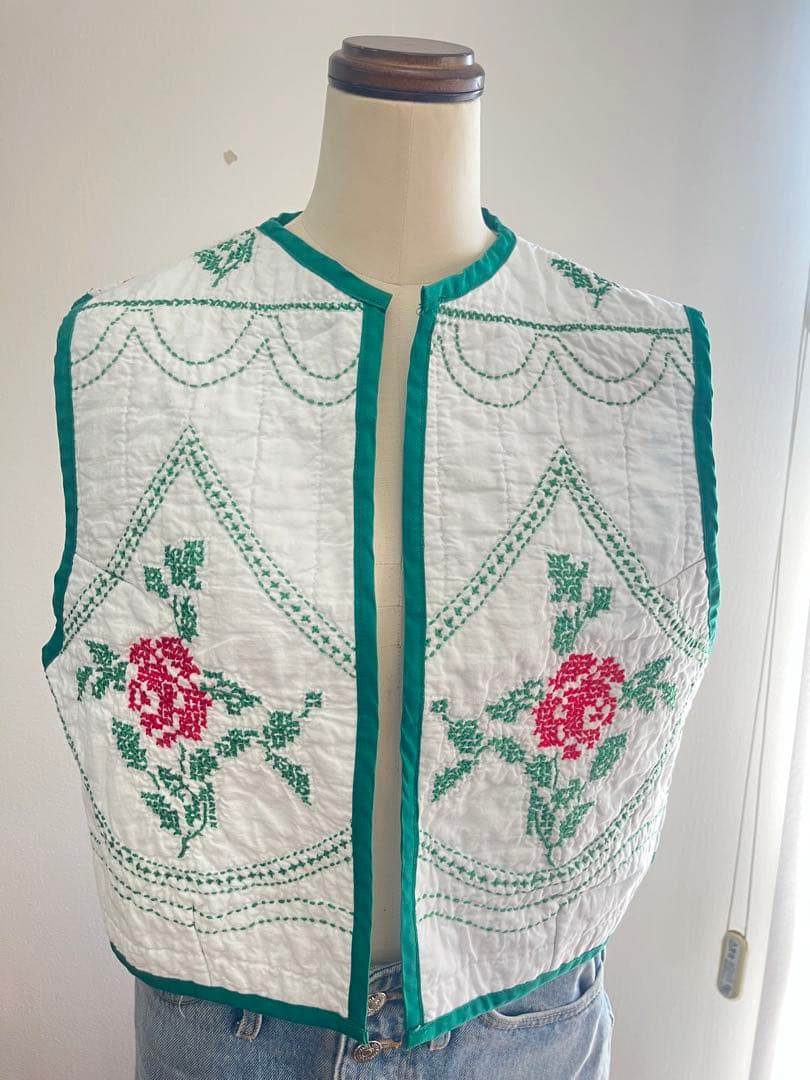 アンティーク　キルト　ベスト　ヴィンテージ　キルティング