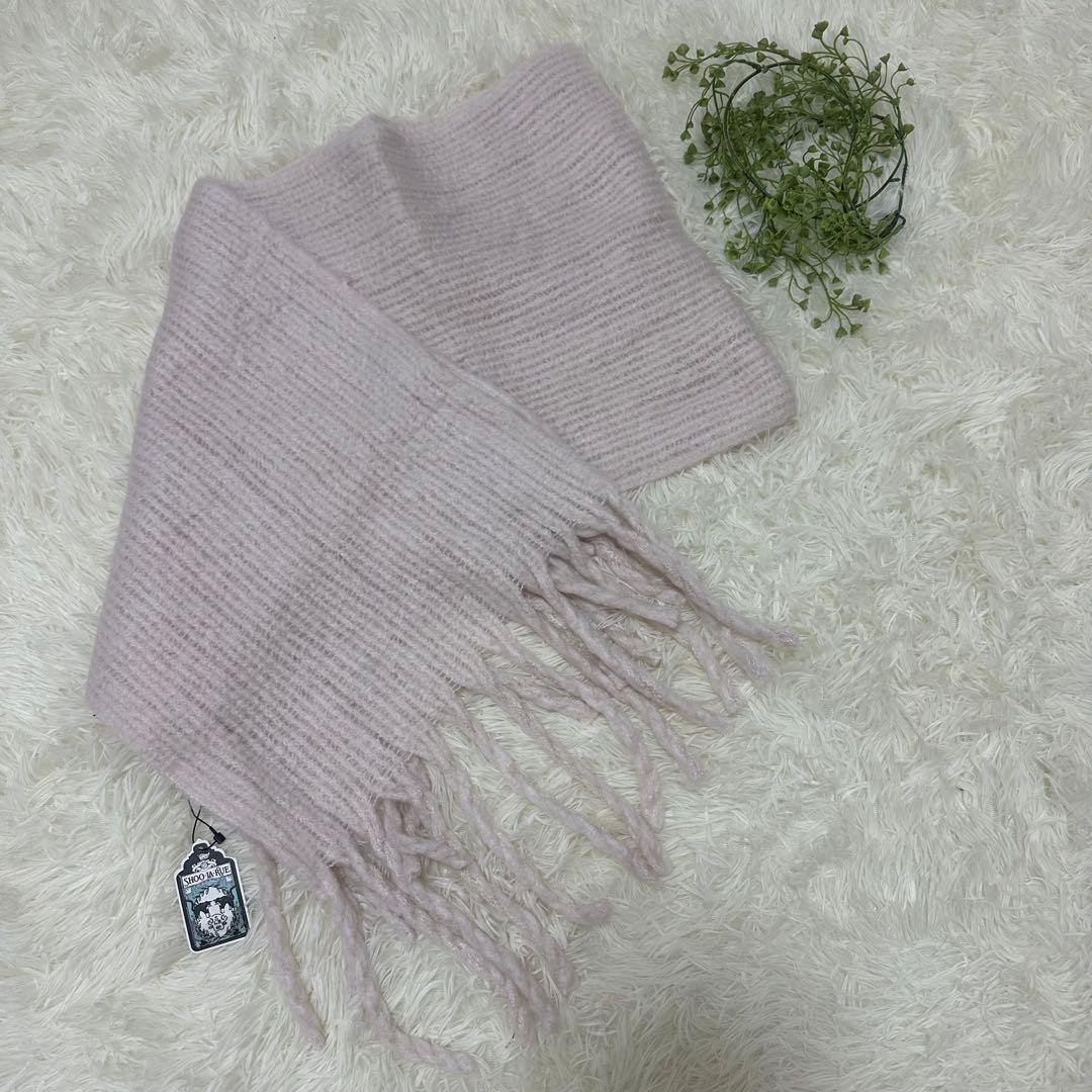 淡色ピンク モヘア風マフラー フリンジ 柔らか素材 ふんわりあたたか 可愛い by メルカリ