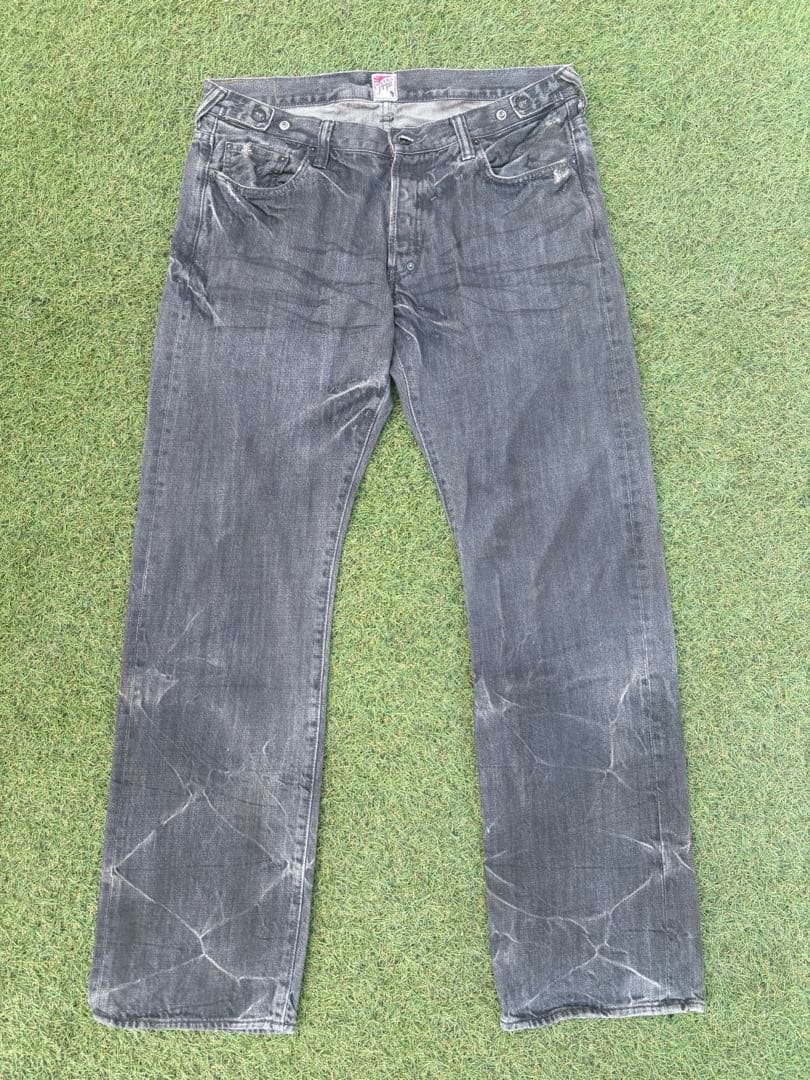 PRPS 紫製品 フェード加工 ブラック デニム パンツ 36