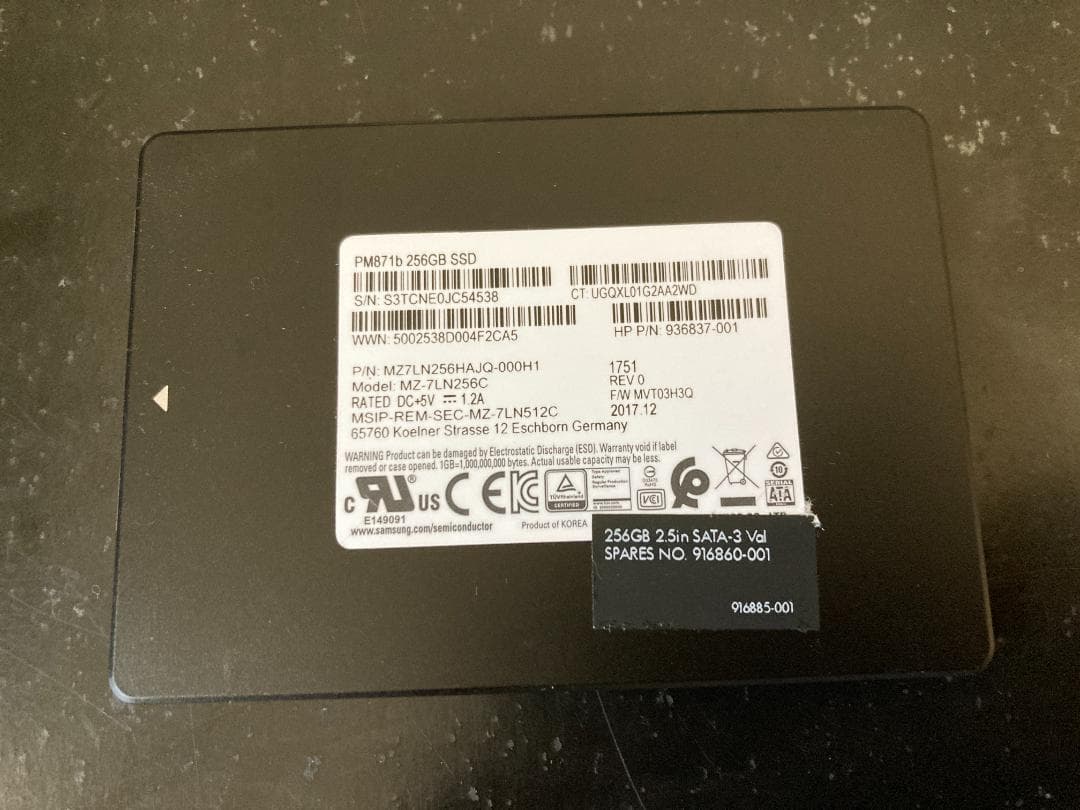SSD SAMSUNG SATA 256GB 動作確認済