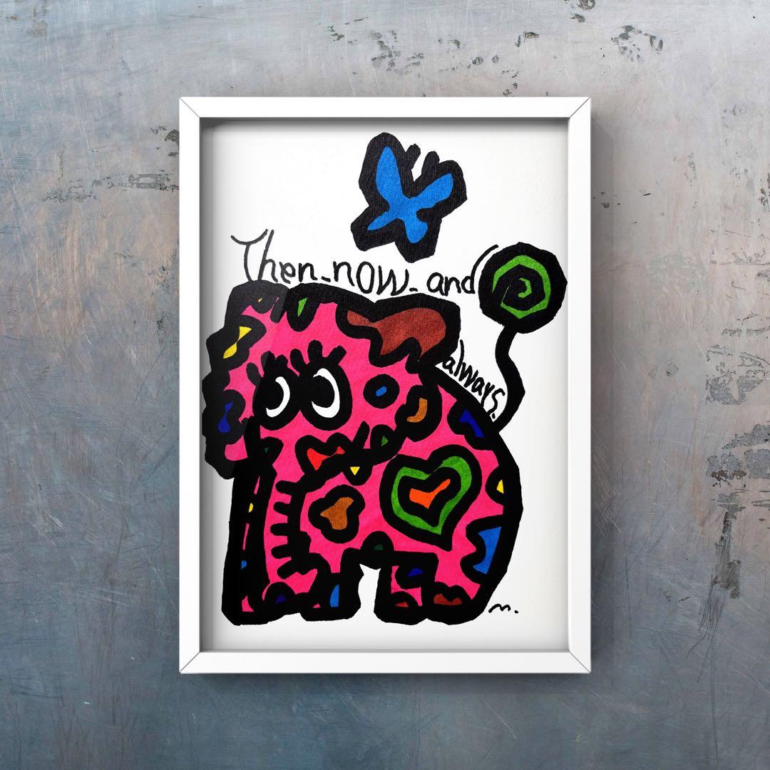 『これまでも、今も、これからも』 絵画 原画 絵 犬 猫 ポップアート