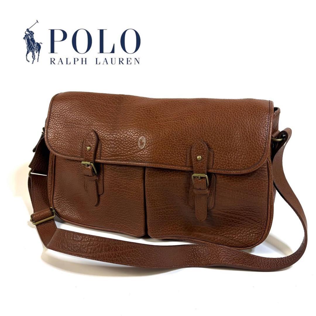 【未使用】ポロ ラルフローレン レザー ショルダーバッグ ブラウン タグ付き