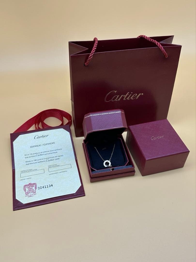 Cartier K18イエローゴールド ダイヤモンド ダブルリングネックレス