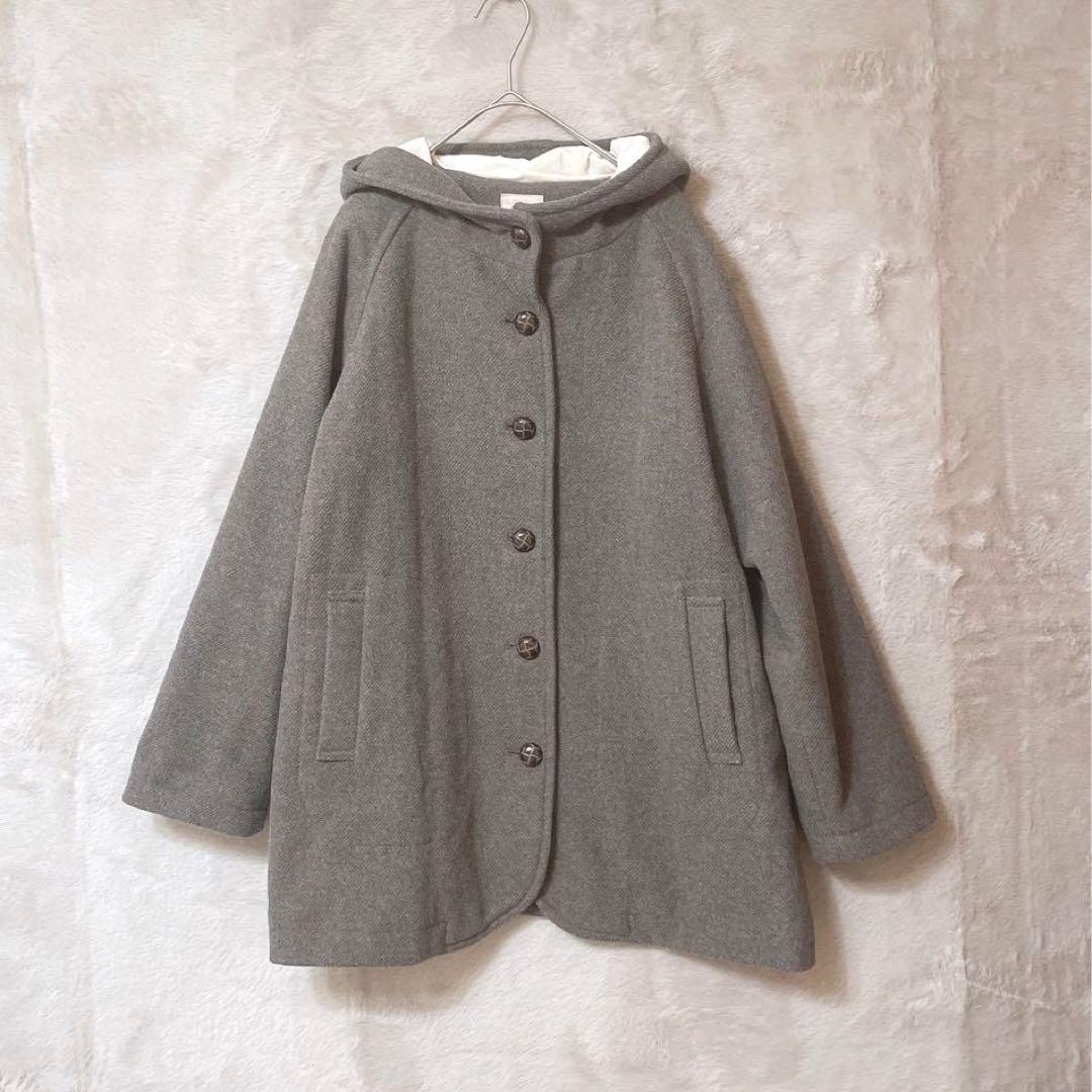 Samansa Mos2♡ウール フード付コート ベージュ F