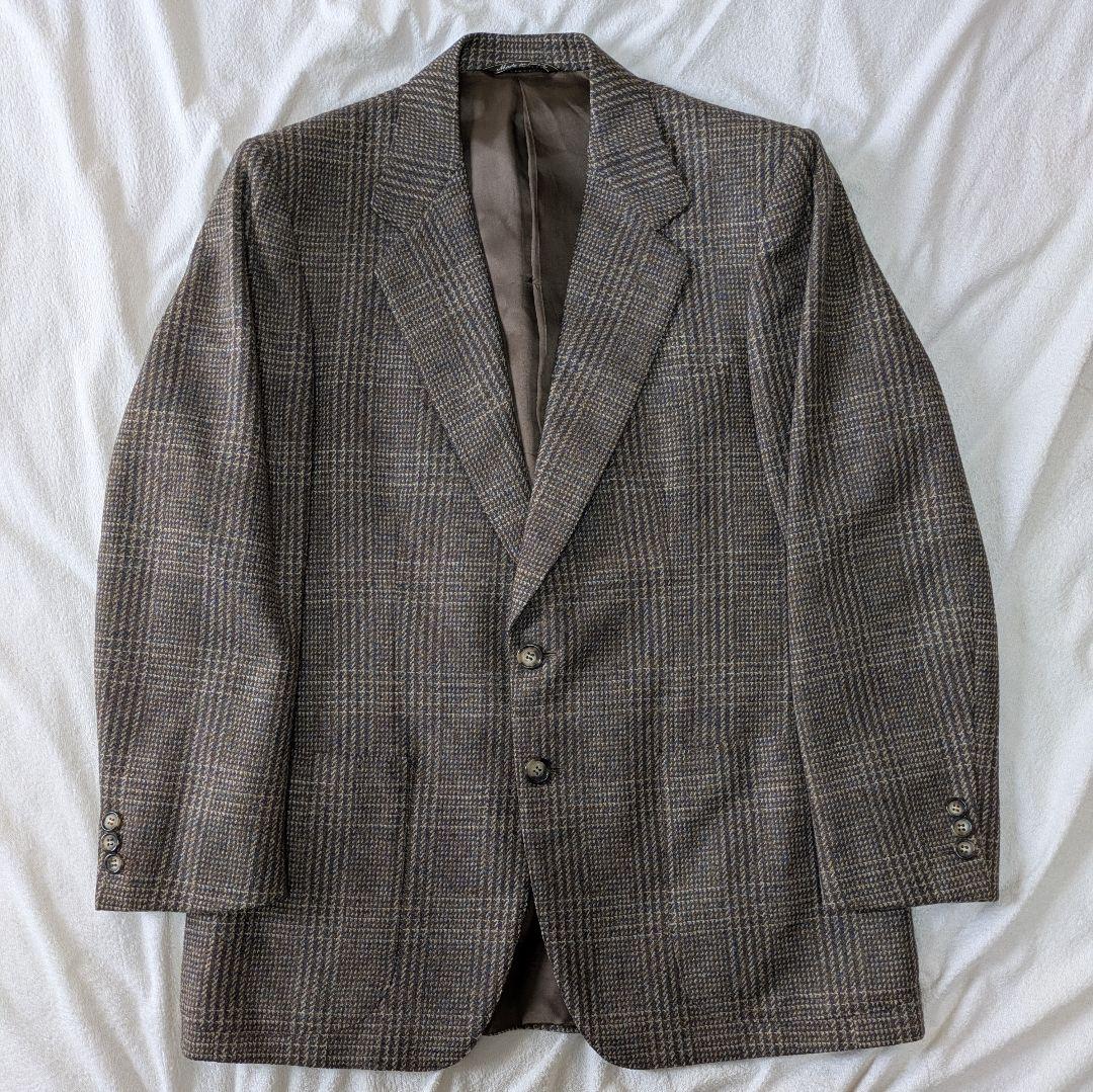 ​90s vintage ゼニア テーラードジャケット チェック 茶L メンズ
