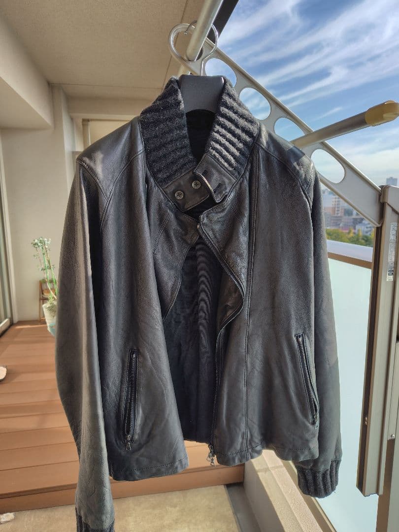 Edition ブラック レザーライダースジャケット