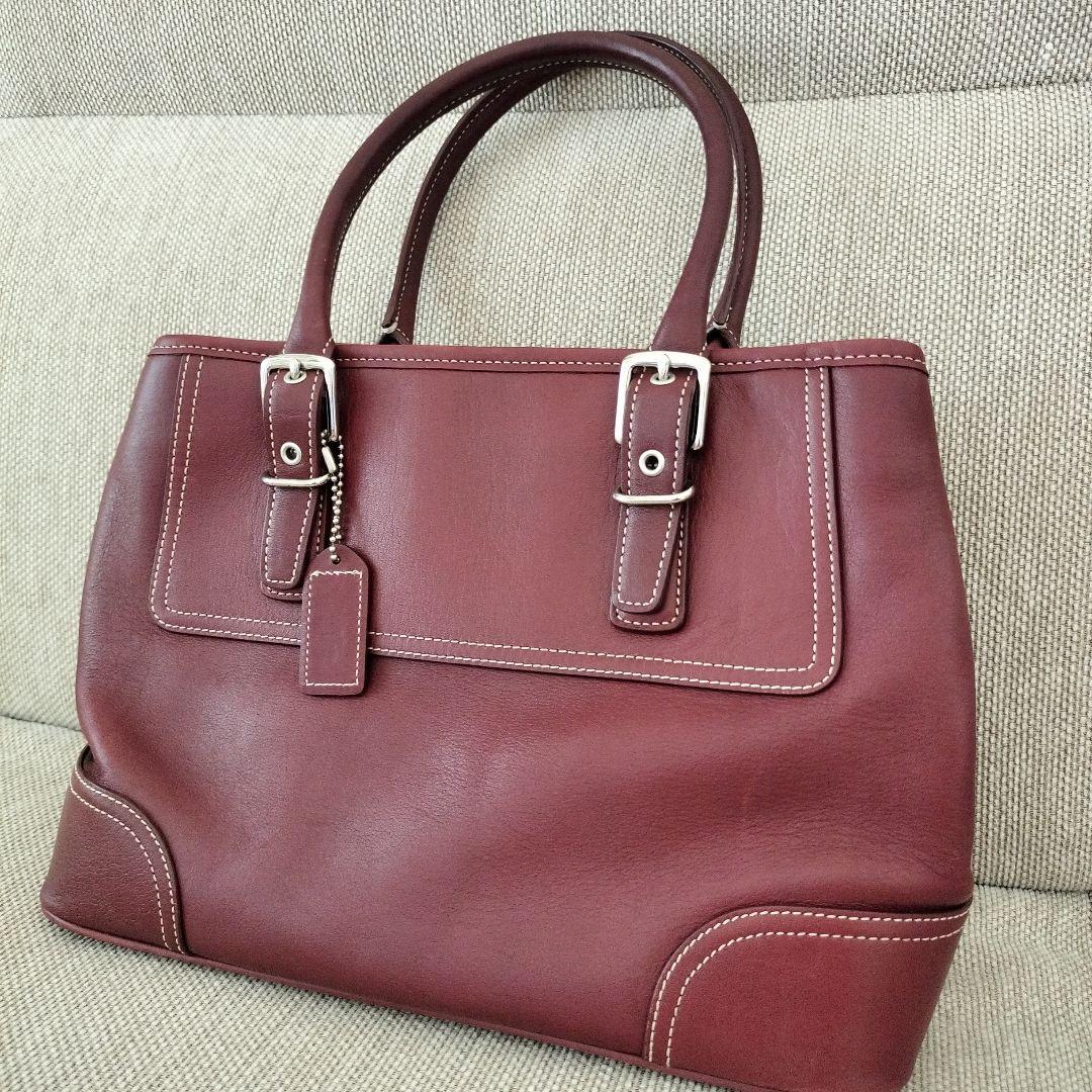 COACH　トートバッグ　ボルドー　バーガンディ　A4　ビジネス　カジュアル