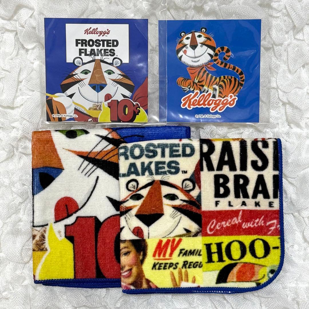 Kellogg'sトニーザタイガー レトロ ミニタオル ハンカチ ステッカー付き