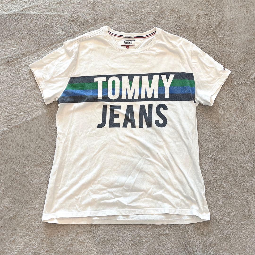 TOMMY JEANS♡レギュラーフィット メンズ半袖Tシャツ ロゴT L
