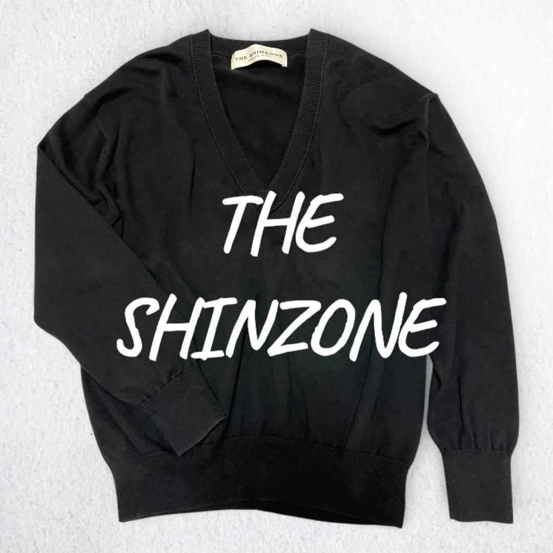 ザシンゾーン Vネックニット コットンカシミヤ　ブラック
