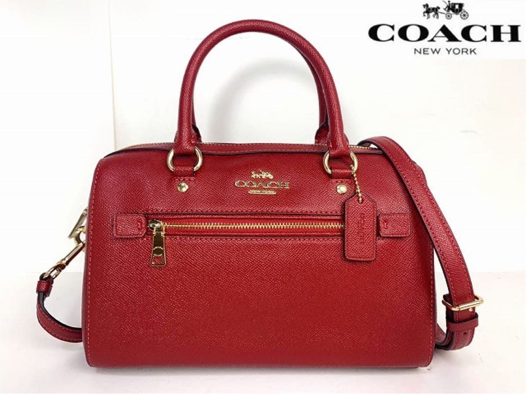極美品★COACH レッド ショルダーバッグ赤コーチレザー