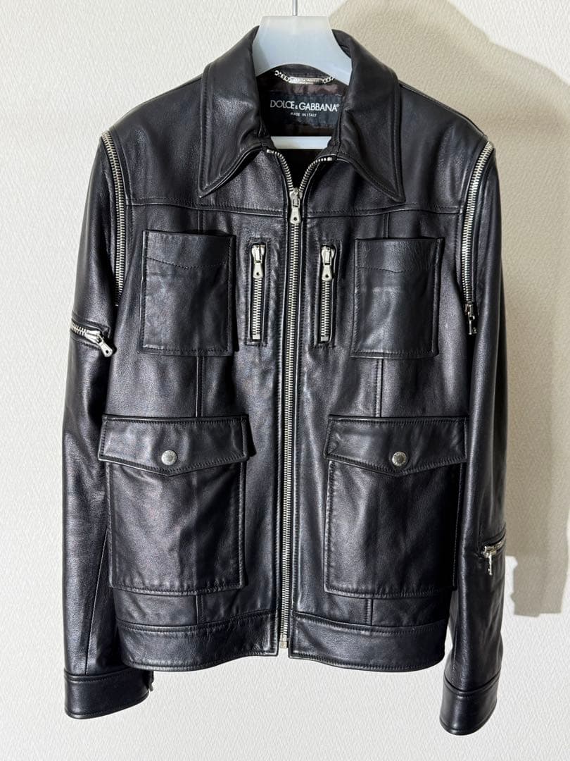 ドルチェ&ガッバーナ ZIP装飾 レザージャケット