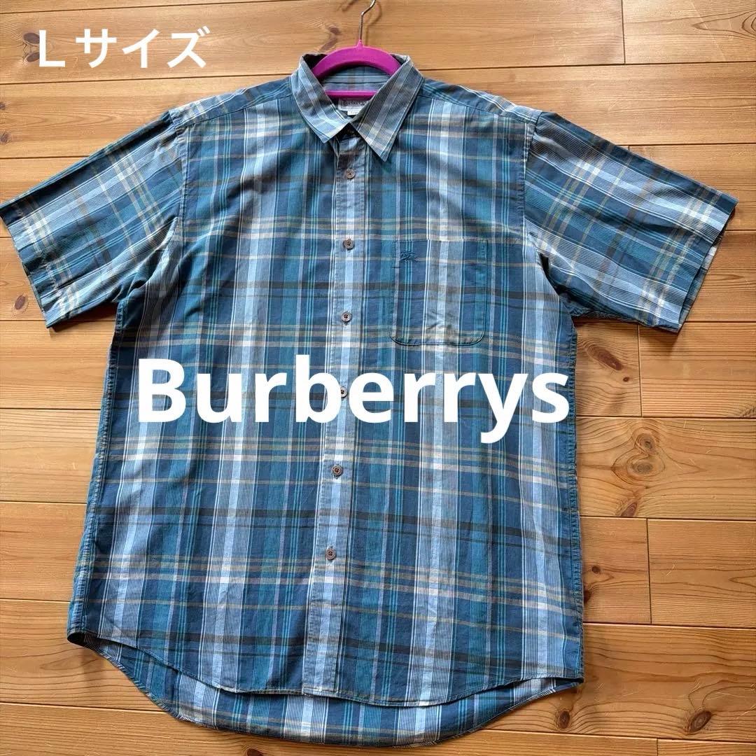 【いわまさ様専用】バーバリー ヴィンテージ 半袖チェックシャツ ブルーグリーン