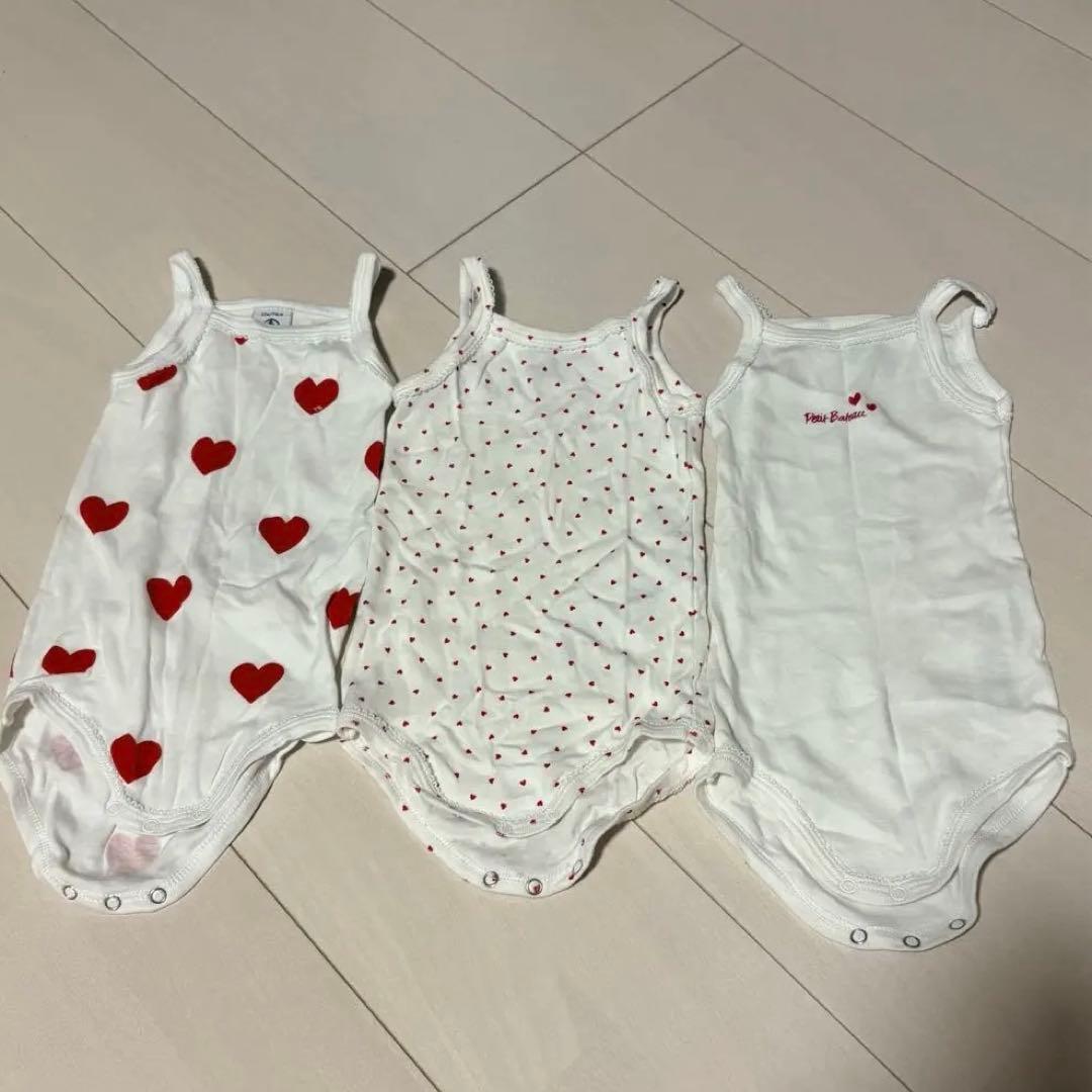 PETIT BATEAU ベビー肌着 12m 74cm ハート柄