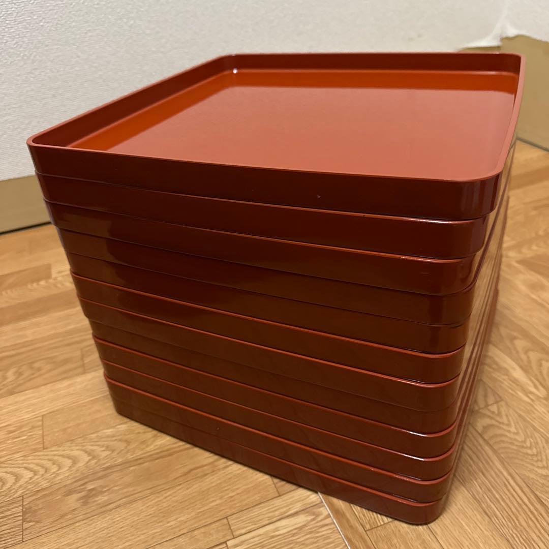 お盆12枚セット 赤 盆 膳 トレー まとめ売 by メルカリ
