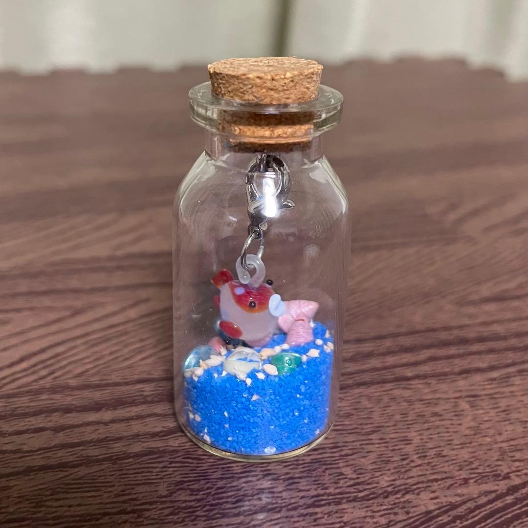 【フグ貝殻の飾り】コルクのボトルシップ