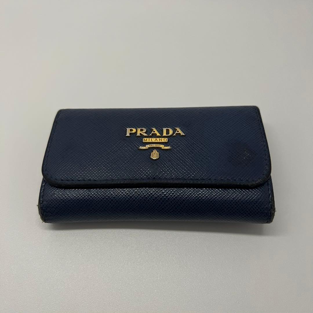 【PRADA】キーケース ロゴ ネイビー 1PG222