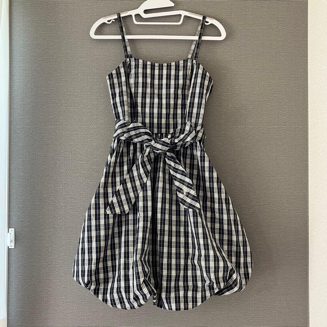 希少　美品　バーバリーブルーレーベル　バルーンキャミワンピース リボン　36