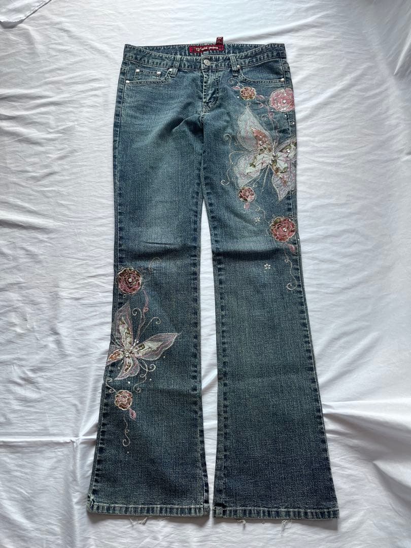 12*onsjeans 装飾フレアデニム　刺繍　ジーンズ　y2k グランジ