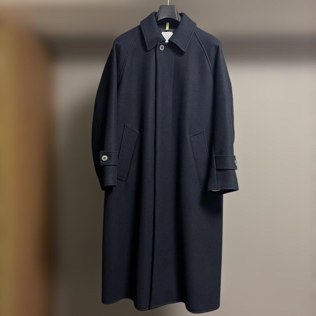 UNITED TOKYO ステンカラーコート ウール 比翼 ネイビー