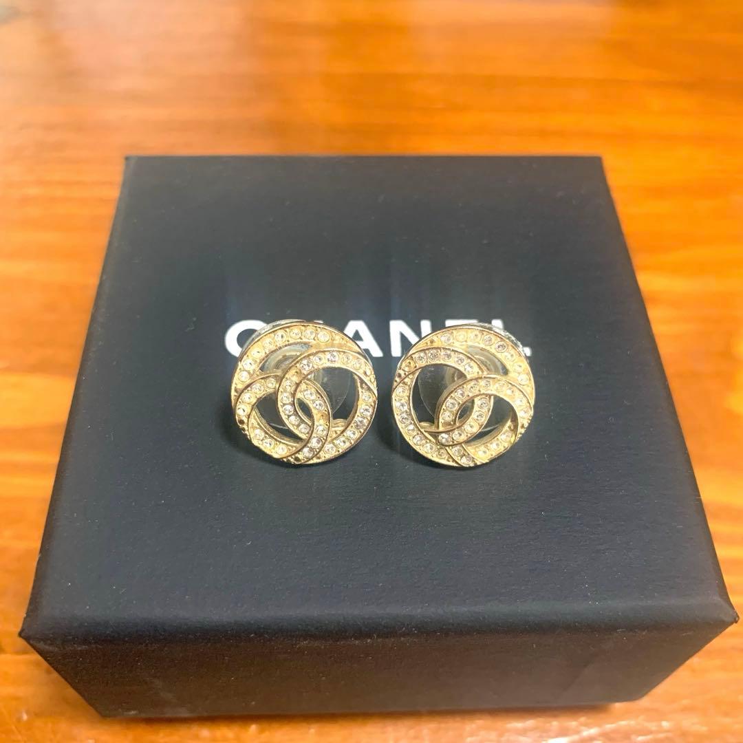 本日価格✨CHANEL シャネル ピアス ラインストーン　ゴールド　ココマーク