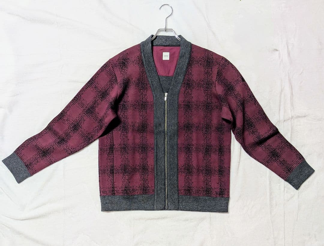 TAKEO KIKUCHI ジップアップカーディガン M ワインレッド