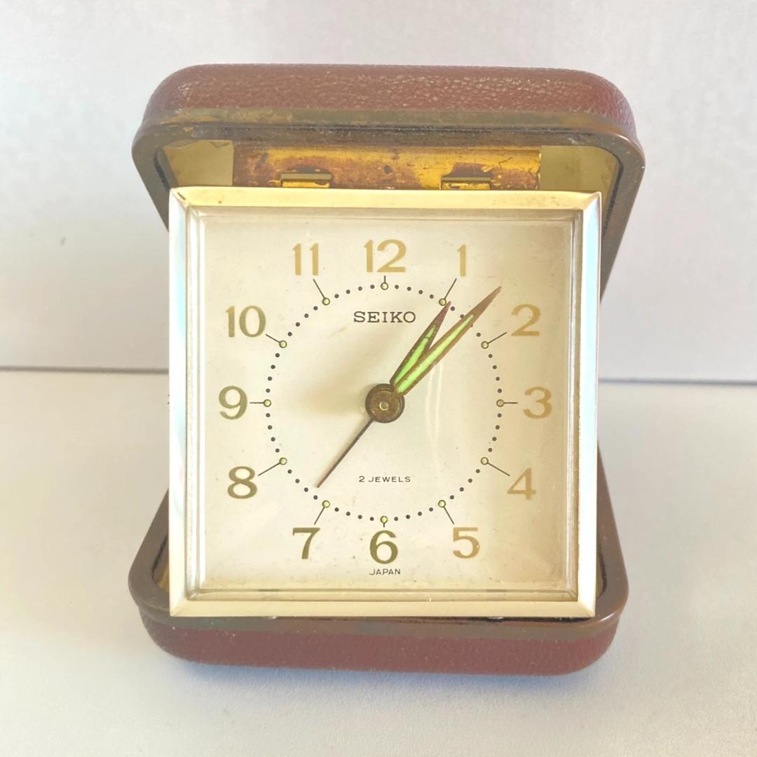 【ジャンク品】SEIKO セイコー トラベルクロック 2石 置時計 手巻き