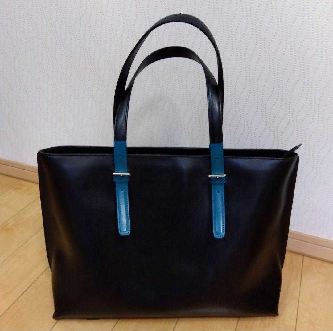 【タイムセール】ポールスミス レザートートバッグ(ブルー×ブラック)
