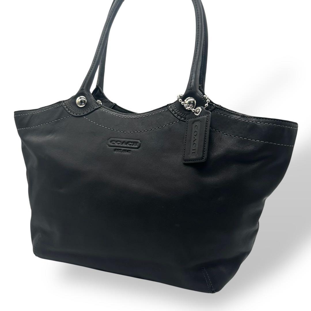 美品 789 コーチ トートバッグ A4 レザー ブラック