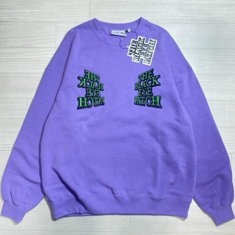 ブラックアイパッチ/タグ付き/ミラークルースウェット/写し鏡ロゴ刺繍/ラベンダー