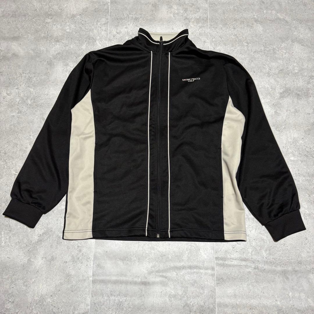 ブラック トラックジャケット ジャージ フルジップ スポーツ 古着 Y2K