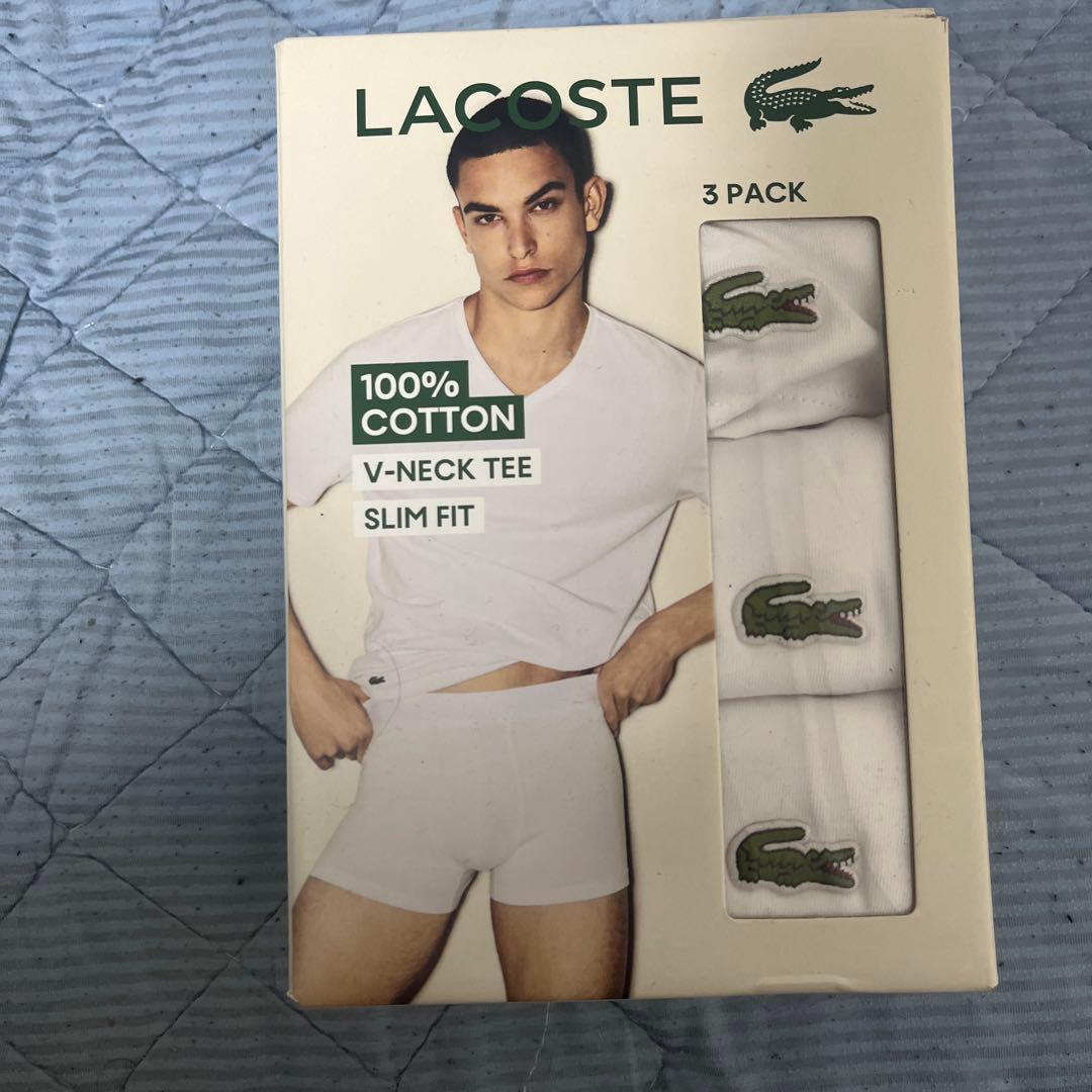 LACOSTE 100%コットン VネックTシャツ 3枚セット M