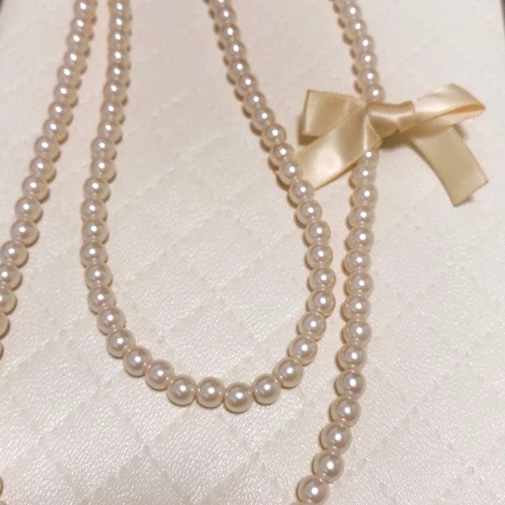 フェイクパール2連ロングネックレス