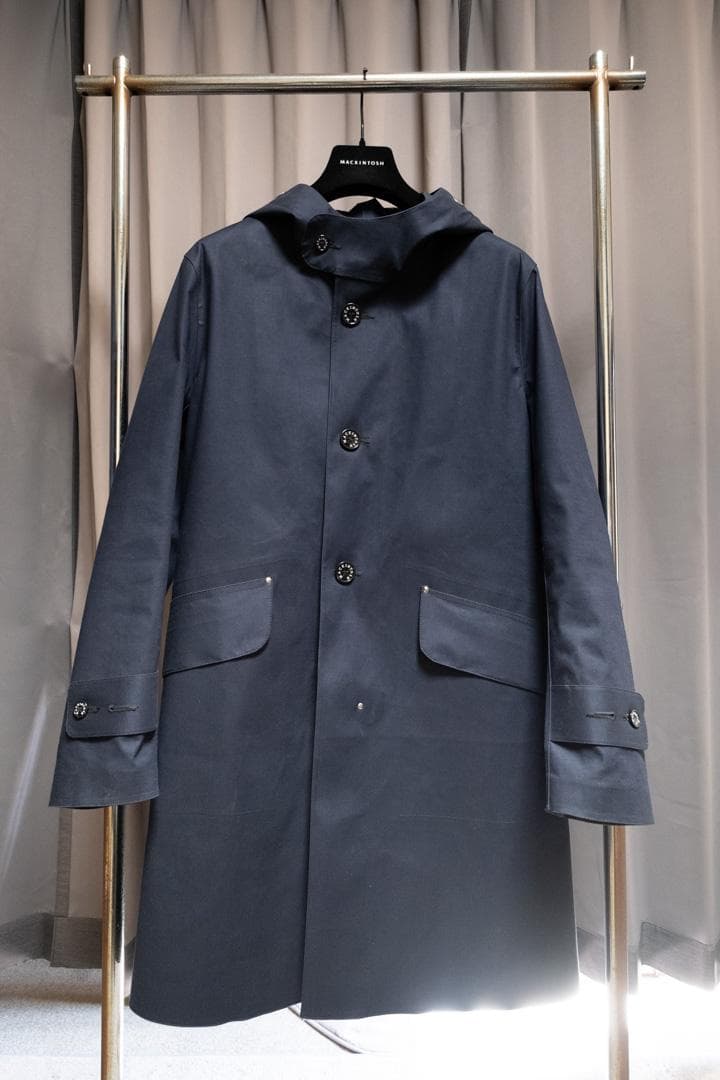 未使用 マッキントッシュ KIRKTON ゴム引きコート フーデッド 紺 38