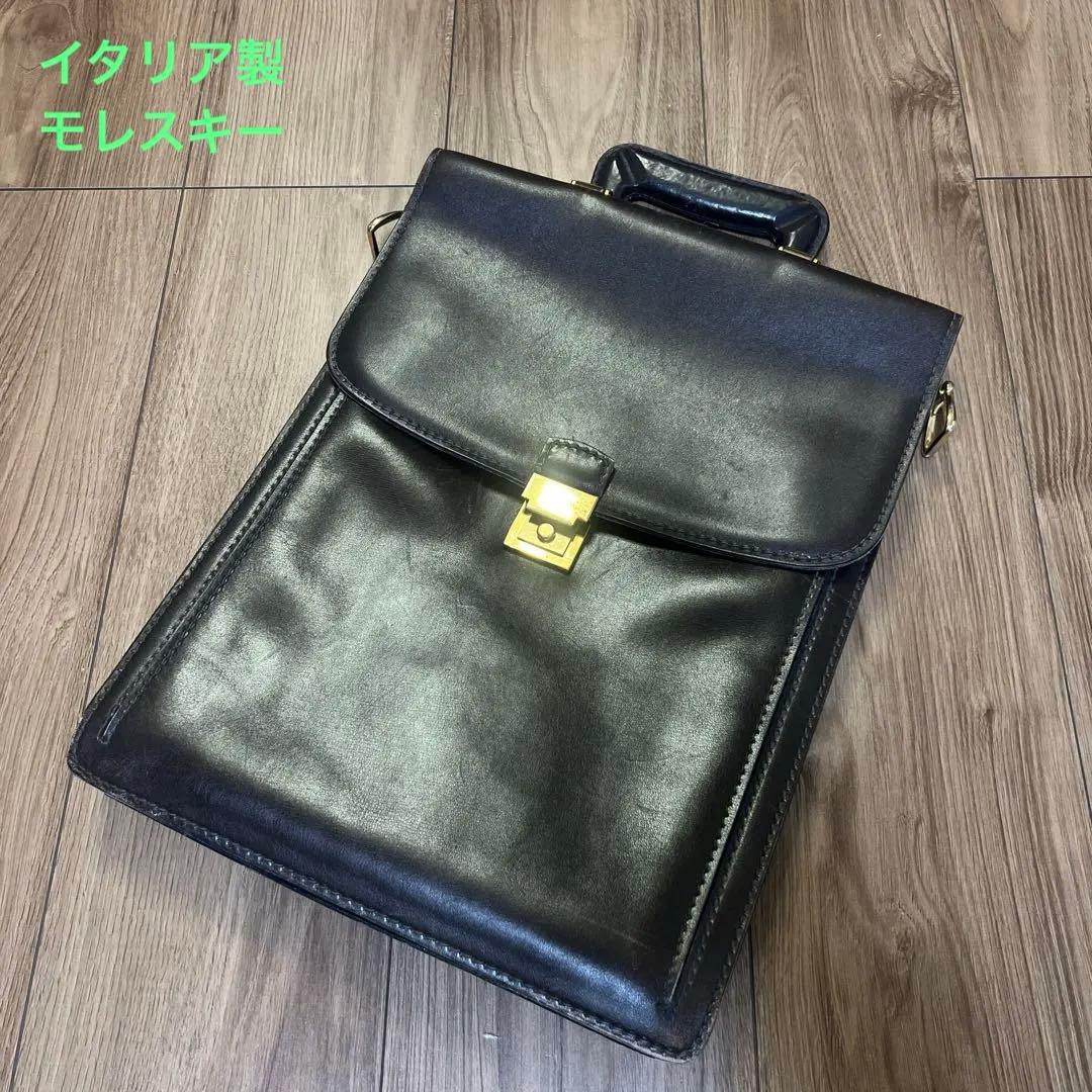MORESCHI レザー ビジネスバッグ ブラック　A4サイズok ヴィンテージ