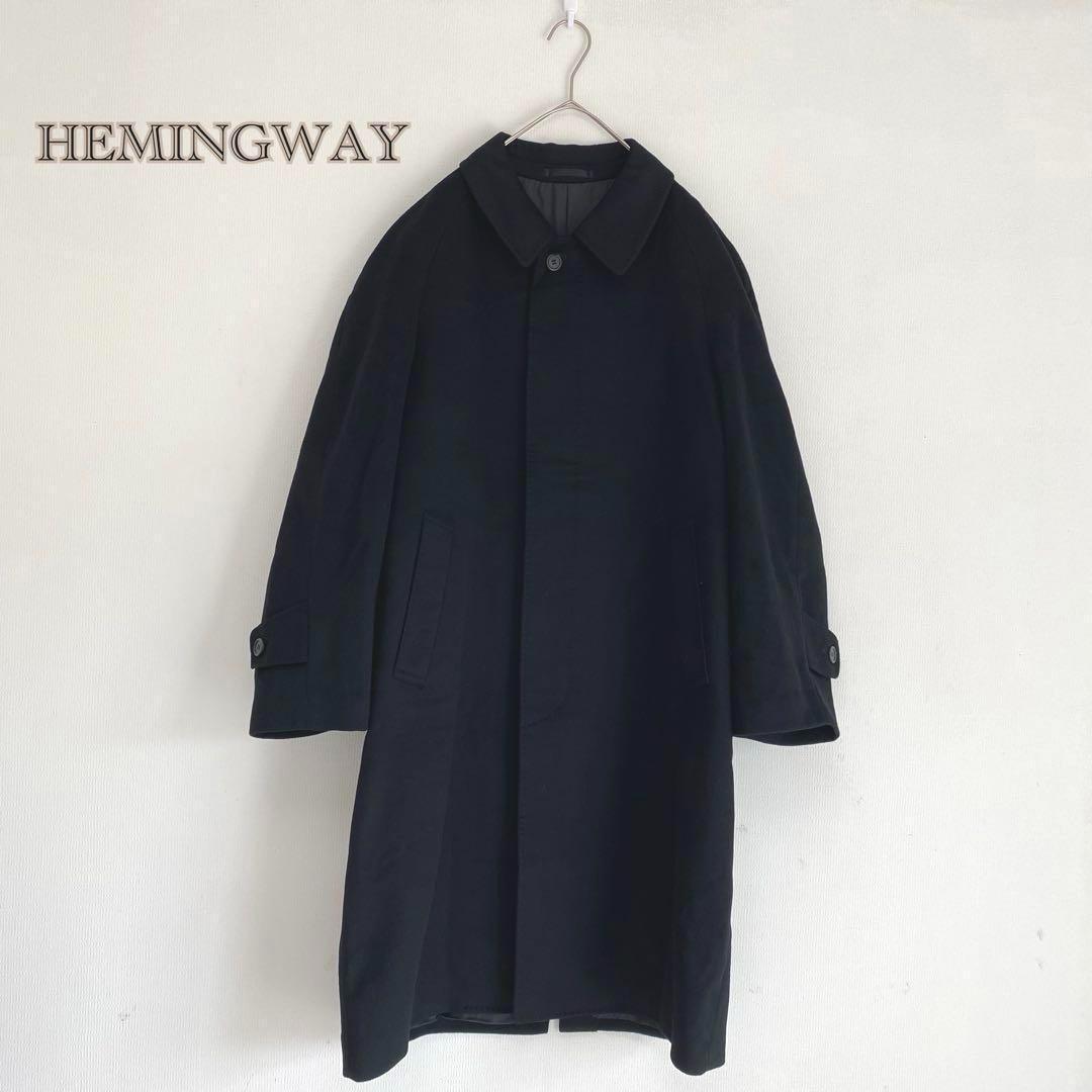 【カシミヤ100%】ステンカラーコート　黒　比翼ボタン　ロング丈【A4】メンズ by メルカリ